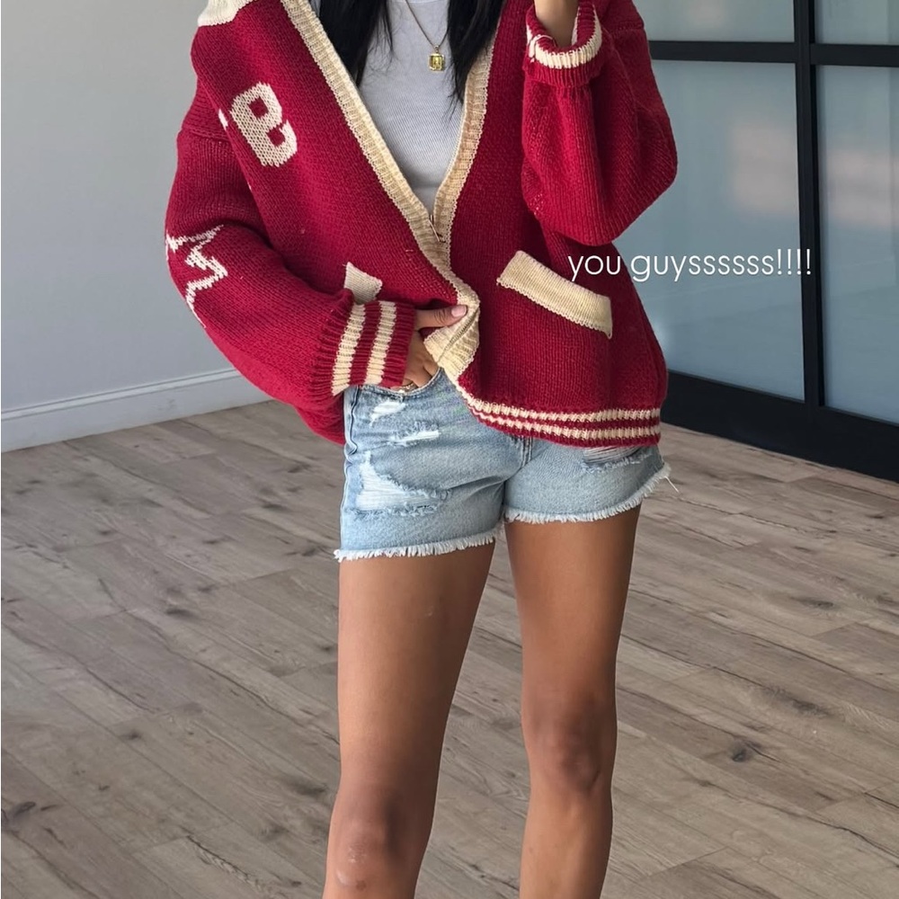 Women's Red Varsity Sweater